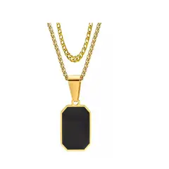 GENERICO - Cadena Placa Collar Grumet Acero Inoxidable Hombre 2 En 1 Dorado