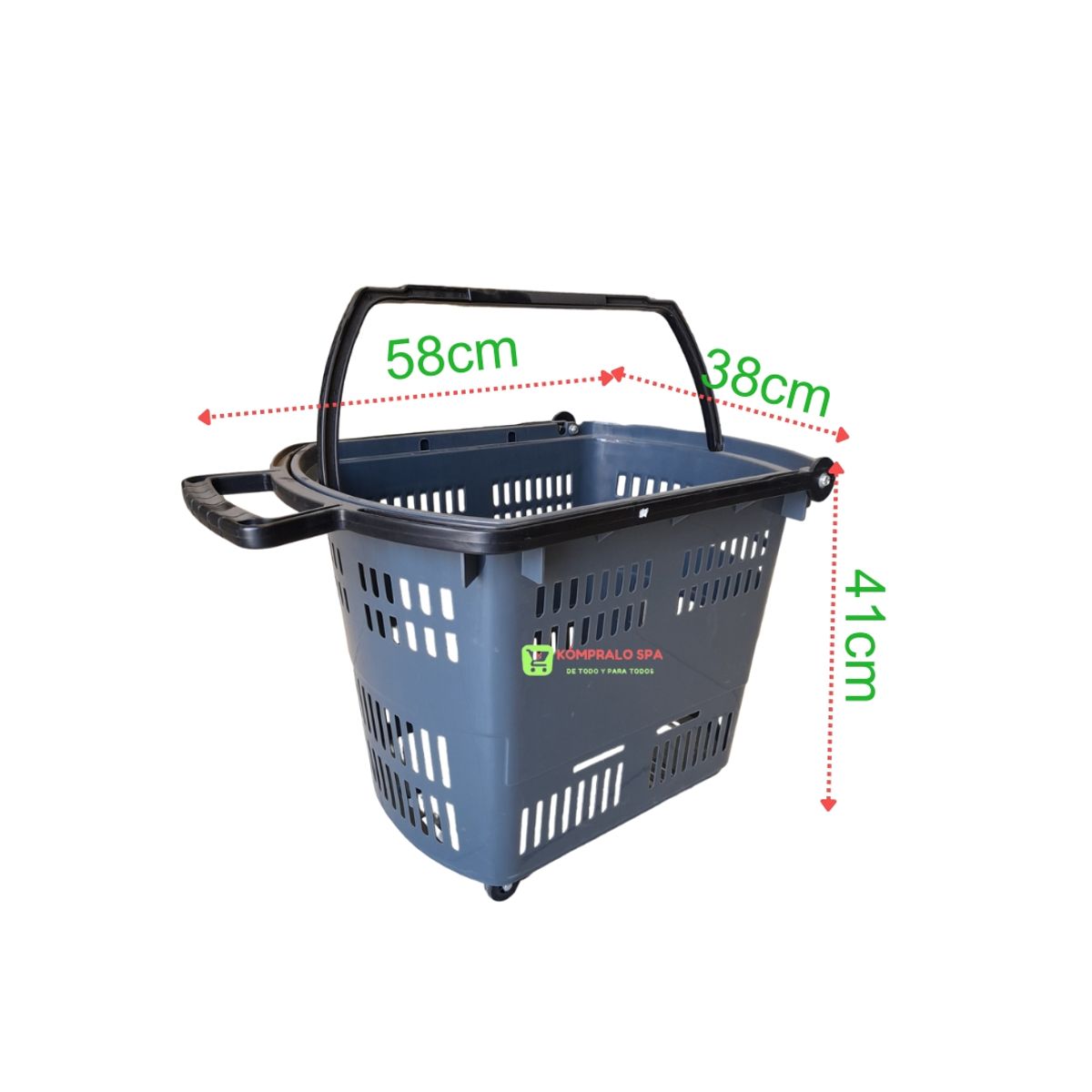 GENERICO - Pack 5 Canastos Cesta Compras Supermercado Con Ruedas Gris