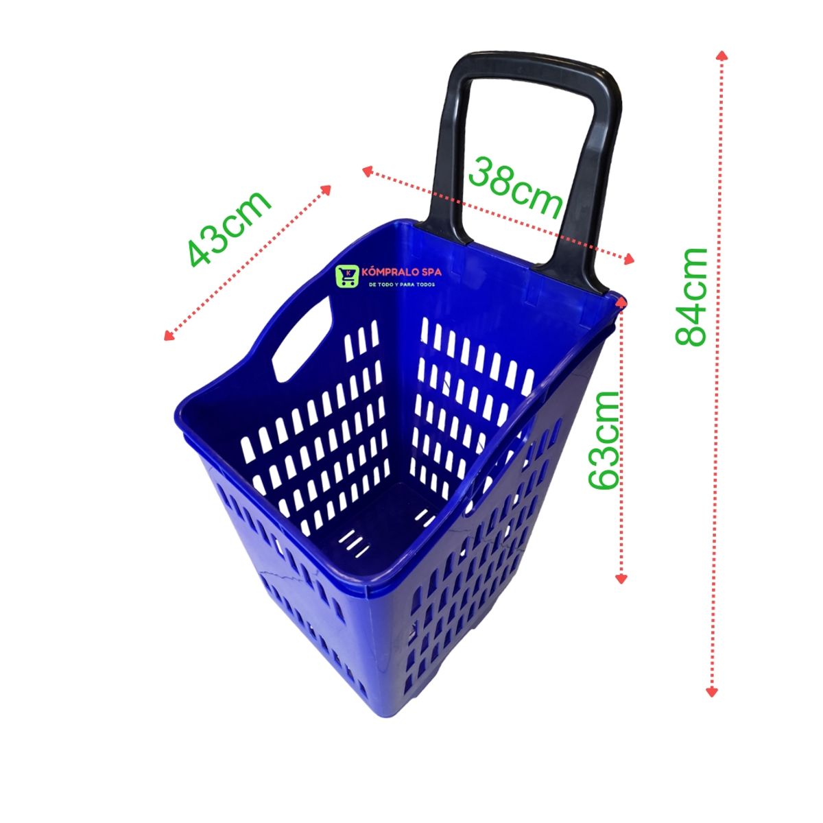 GENERICO - Canasto Plástico Cesta De Compras Con Ruedas Azul 84cm