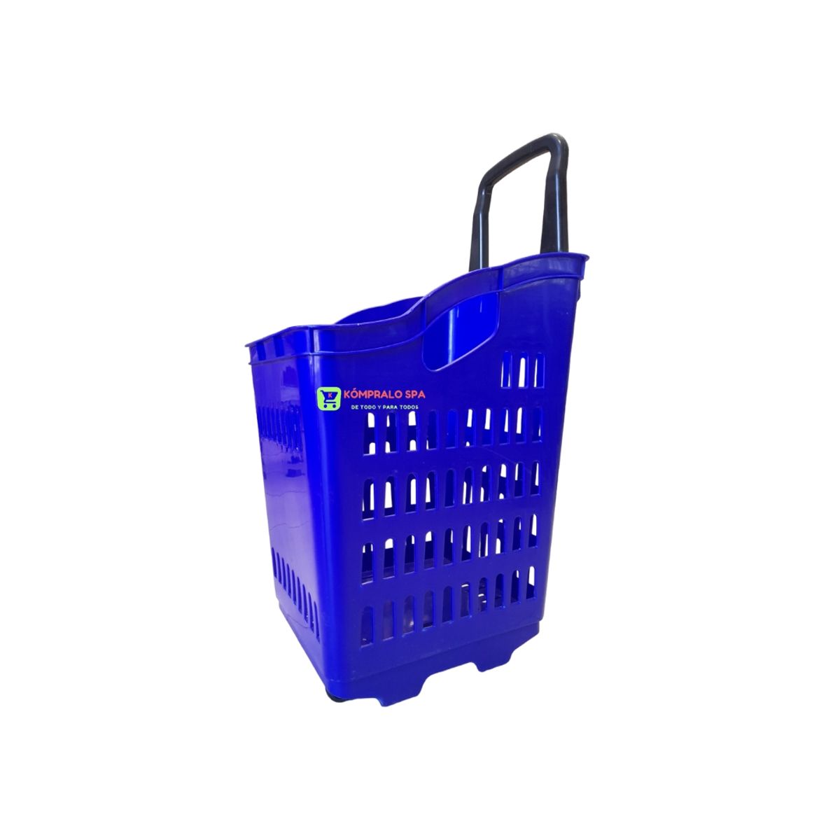 GENERICO - Canasto Plástico Cesta De Compras Con Ruedas Azul 84cm