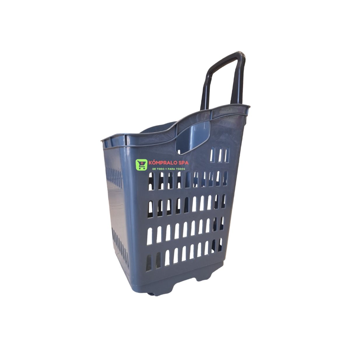 GENERICO - Canasto Plástico Cesta De Compras Con Ruedas Gris 84cm