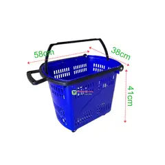 GENERICO - Canasto Plástico Cesta Compras Supermercado Con Ruedas Azul