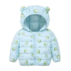 JUMP KIDS - Parka Con Capucha Y Mangas Larga Niño Dinosaurio Azul Claro