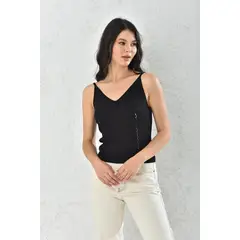 MROTTO - Body Mujer De Tiras Negro Sin Mangas