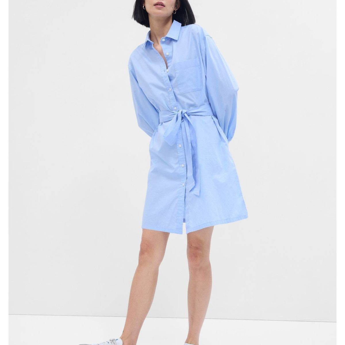 GAP - Vestido Camisero Mujer Celeste