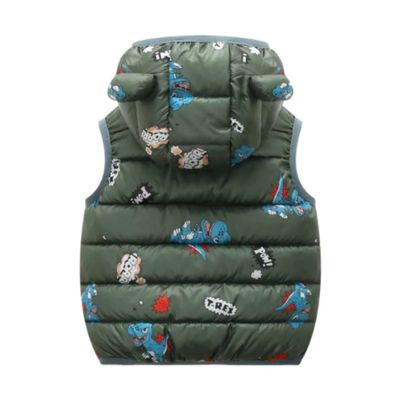 Imagen 2 del producto Parka Con Capucha Sin Mangas Niño Dinosaurios Verde Oscuro