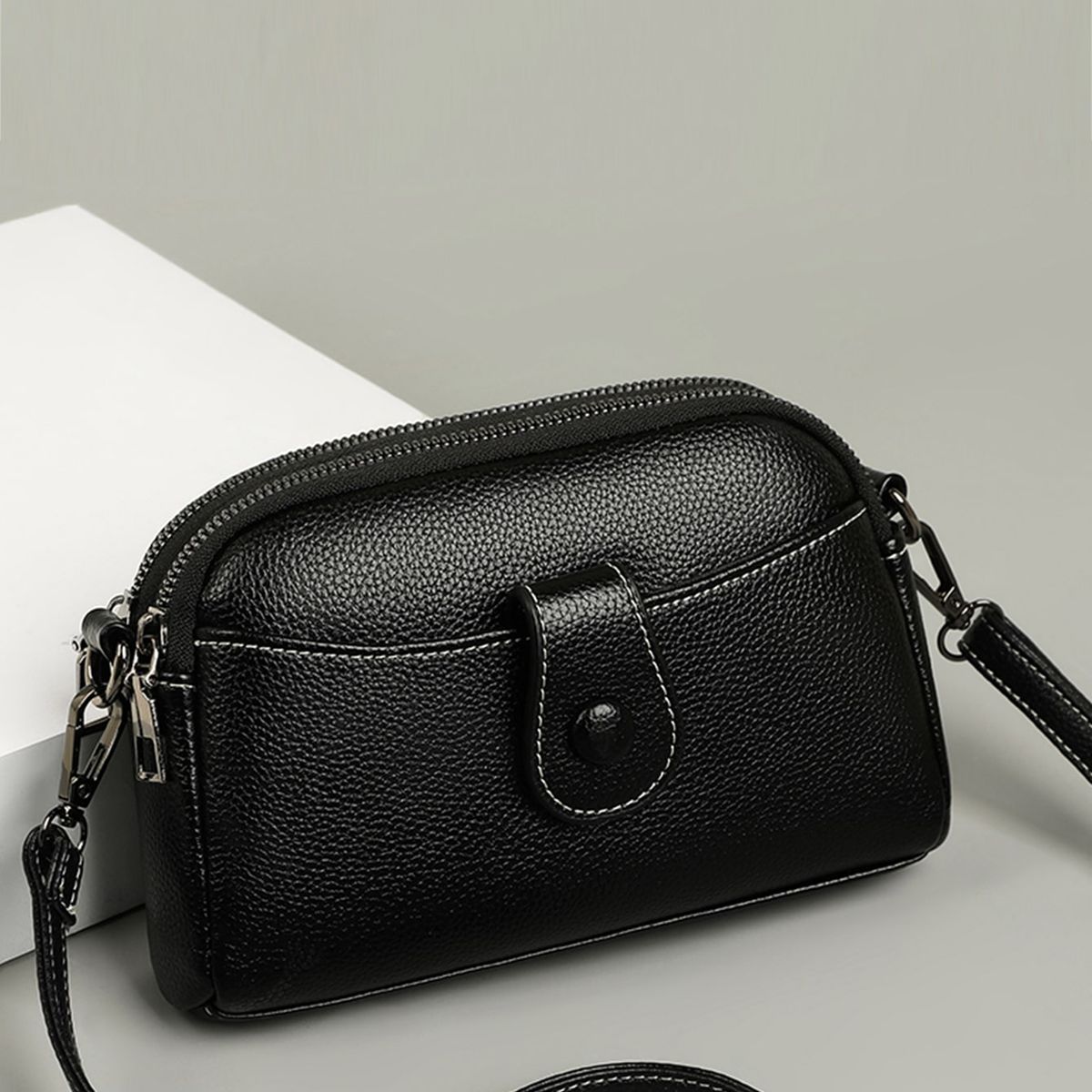 VATYERTY - Moderna Mini Bolsa Dome De Piel Sintética Con Textura De Guijarros