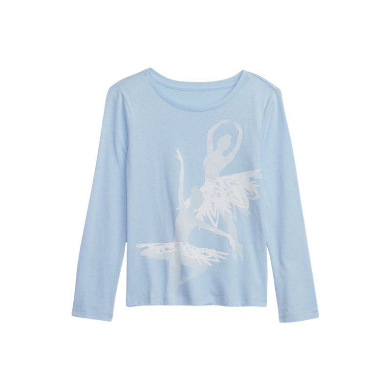GAP - Polera Gráfica Manga Larga Celeste GAP