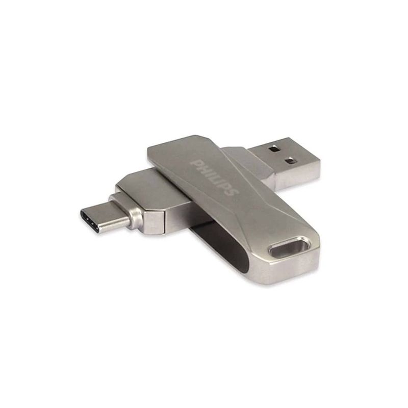 PHILIPS - Pendrive Philips 64 Gb 2 En 1 Usb Tipo C 3.0 Snap Gris