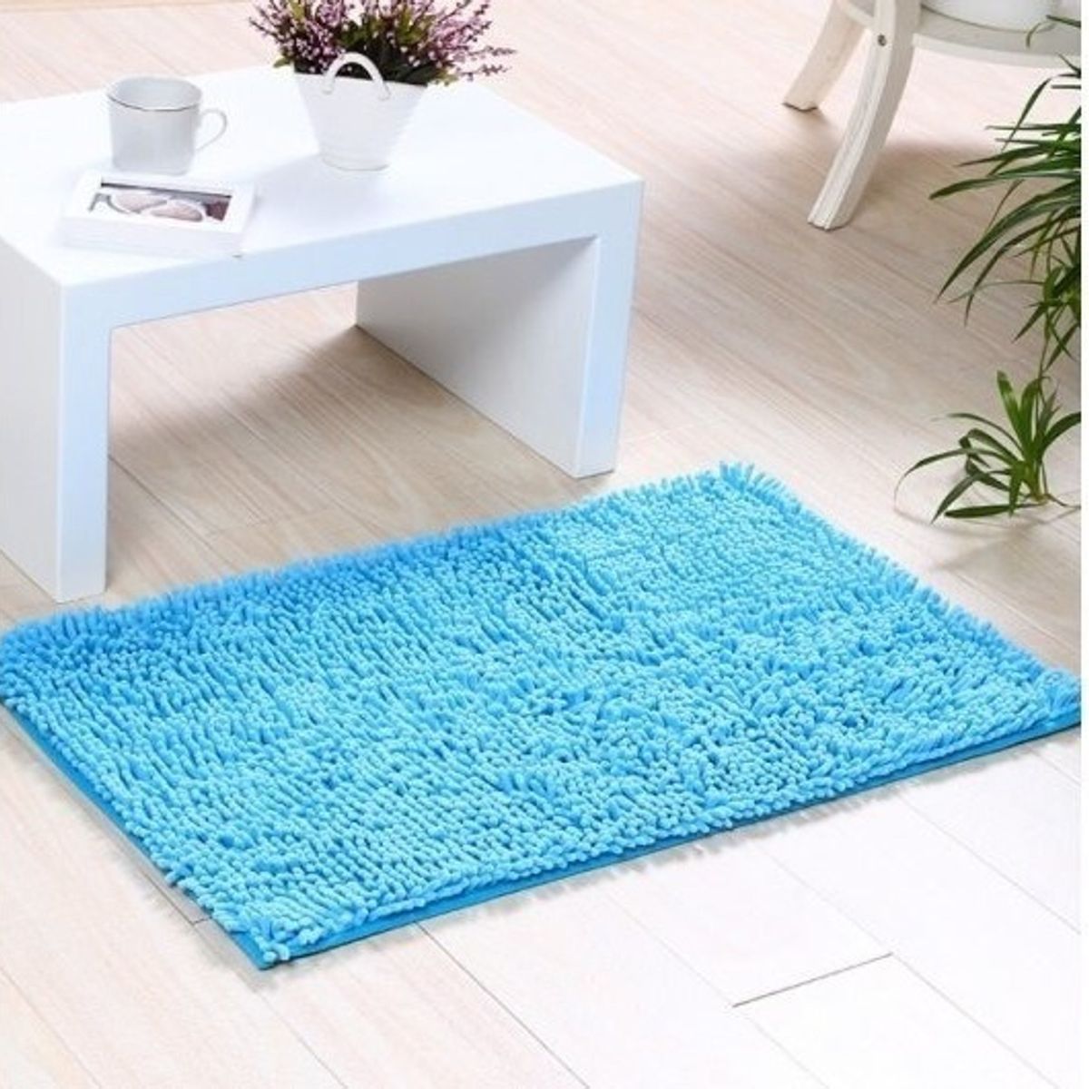 GENERICO - Alfombra De Baño Microfibra Bajada Ducha Ultra Absorbente Celeste