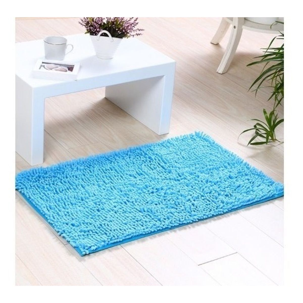 GENERICO - Alfombra De Baño Microfibra Bajada Ducha Ultra Absorbente Celeste
