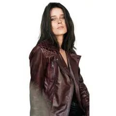 BOR - Chaqueta Biker Cuero Burdeo