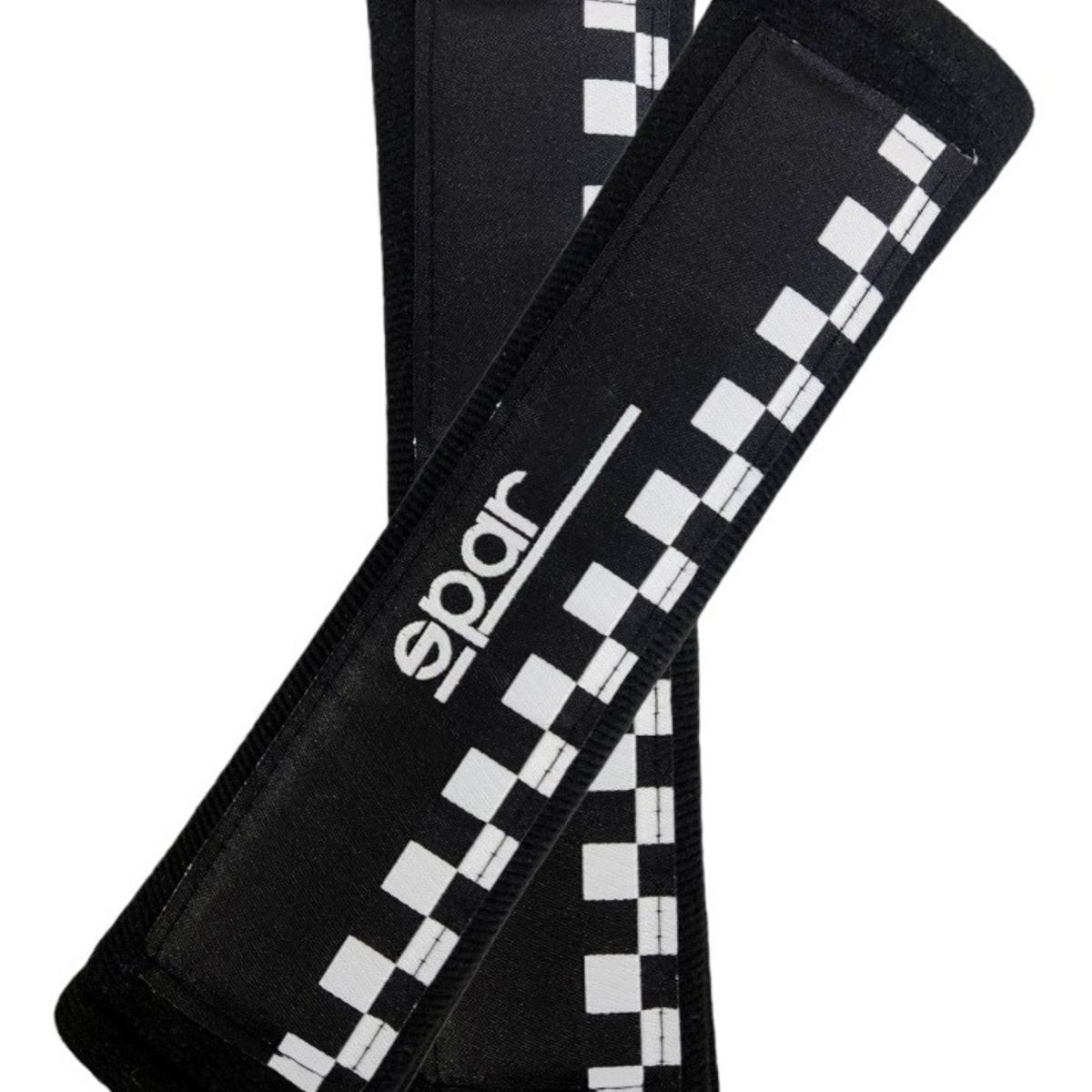 GENERICO - X2 Cubre Cinturon Auto Almohadilla Negro-Blanco Cuadros