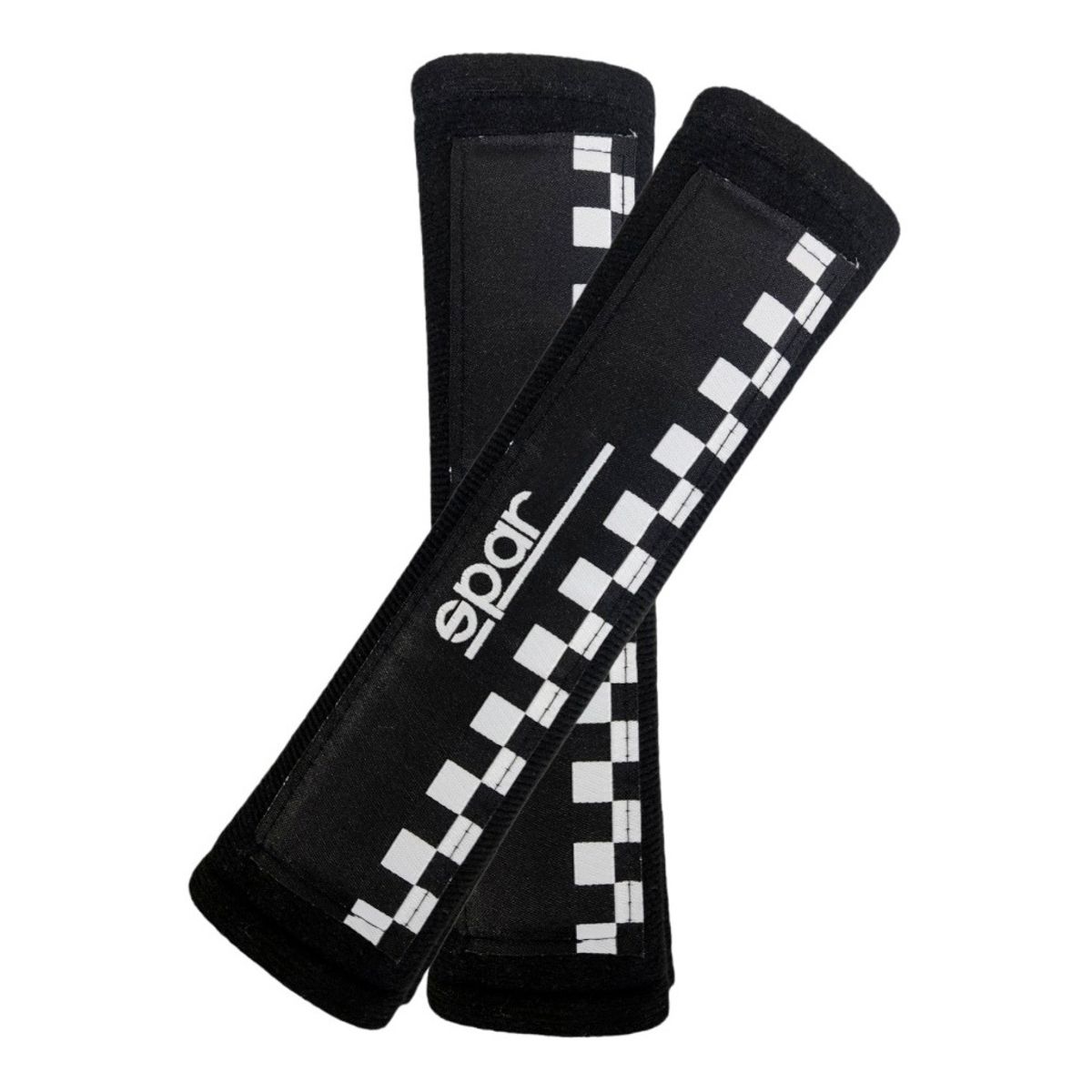 GENERICO - X2 Cubre Cinturon Auto Almohadilla Negro-Blanco Cuadros