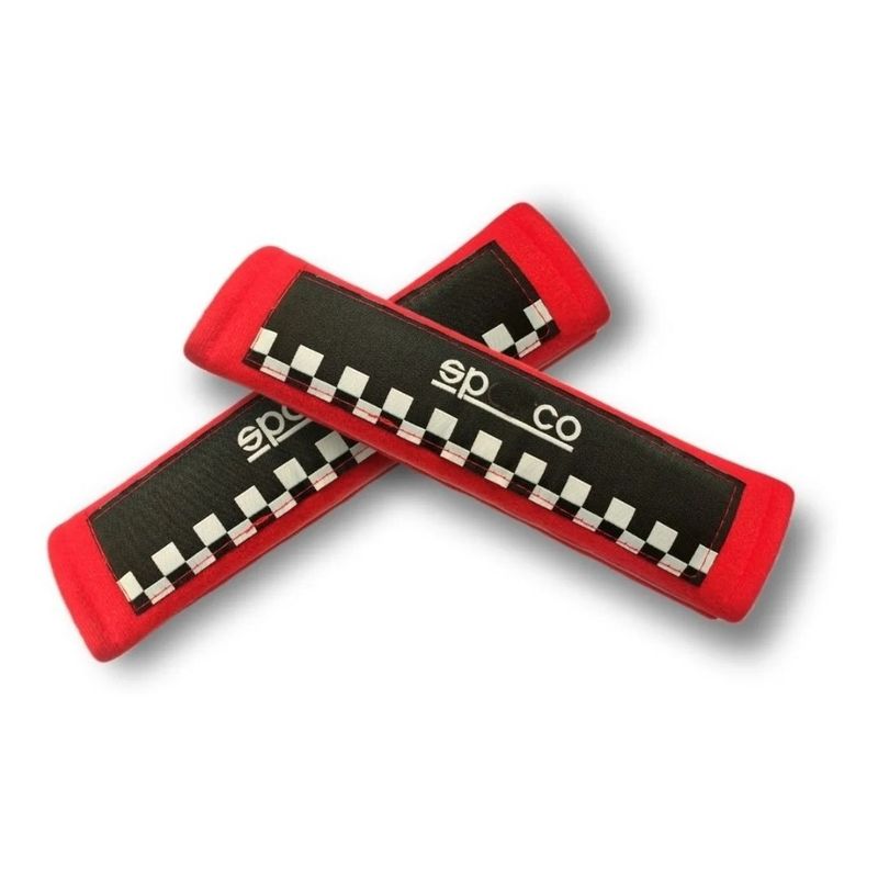GENERICO - X2 Cubre Cinturon Auto Almohadilla Rojo-Negro Cuadros
