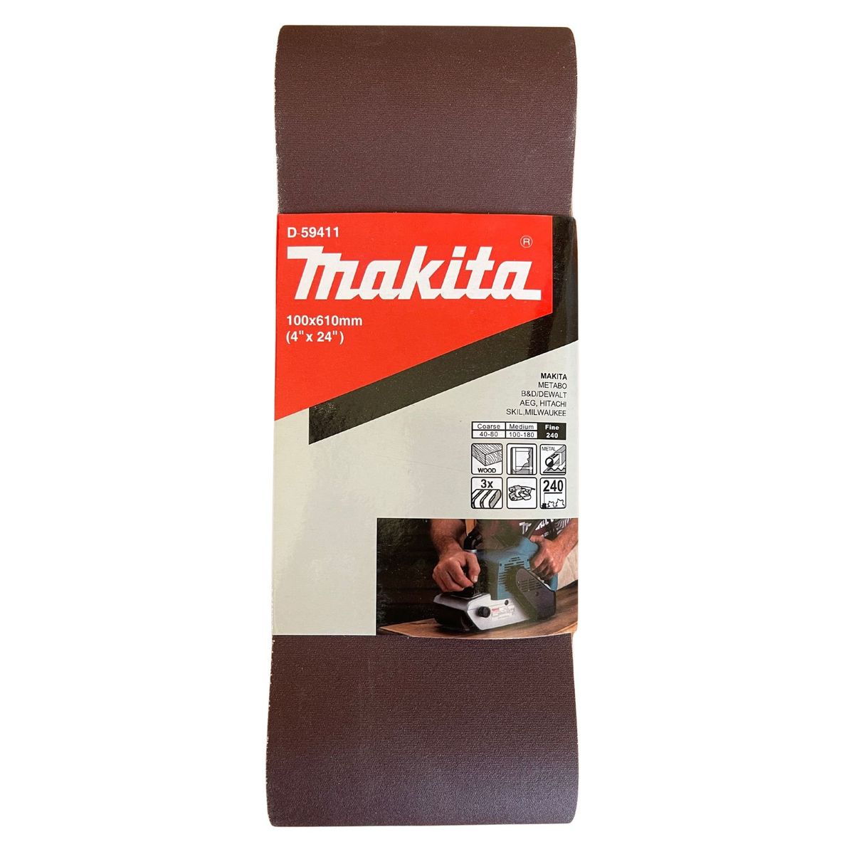 MAKITA - Lija de Banda 4x24" 3Pzs G-240 Madera-Metal Makita D59411