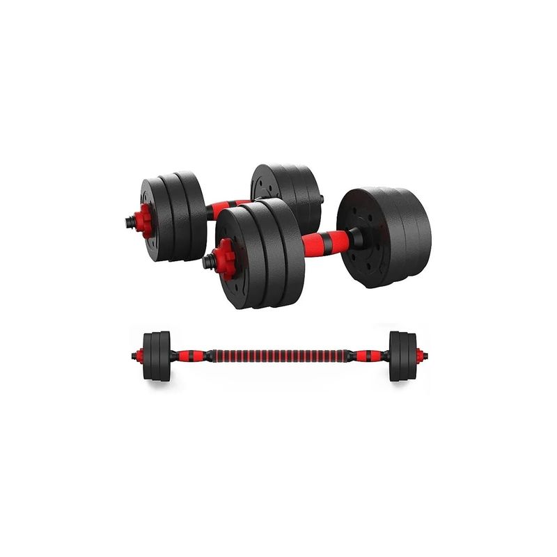 GENERICO - Set Mancuernas 15 Kg Barra Armable Ajustable GENERICO
