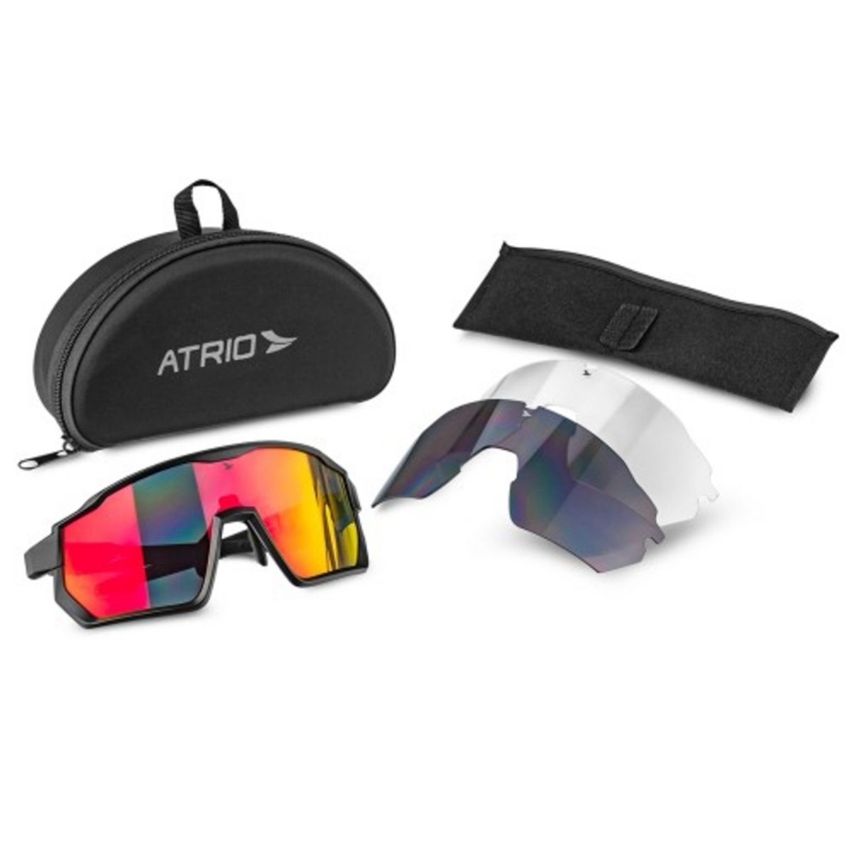 ATRIO - Kit 3 Lentes Ciclismo Atrio Uv400 Rojo/Negro Bi233