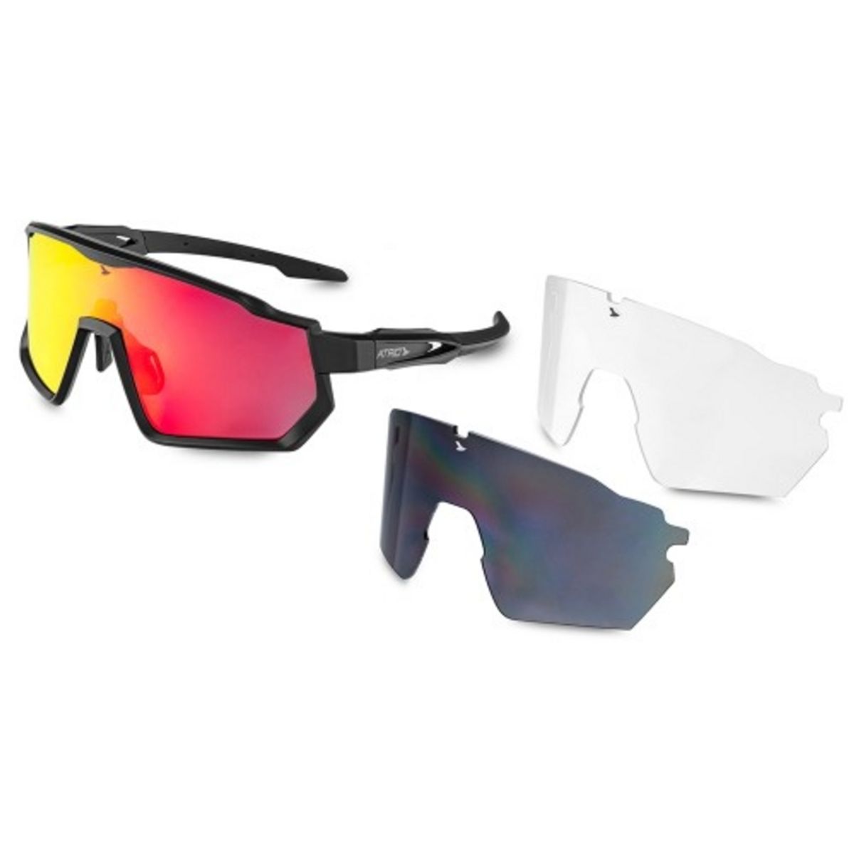 ATRIO - Kit 3 Lentes Ciclismo Atrio Uv400 Rojo/Negro Bi233