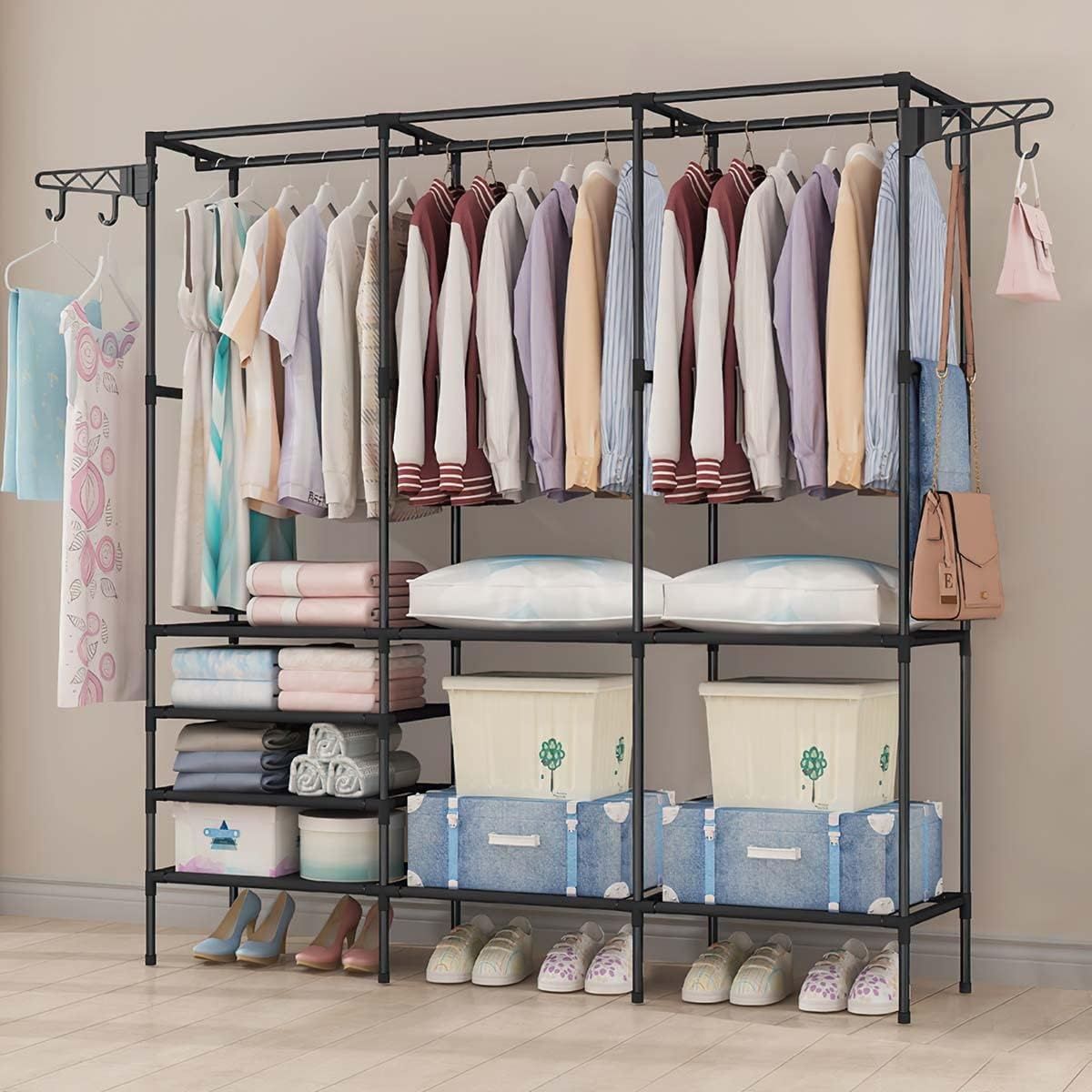 YOMYM - Closet Perchero De Pie Organizador De Metal Grande 160×36×170 cm