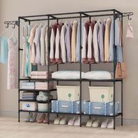 Closet Perchero De Pie Organizador De Metal Grande 160×36×170 cm