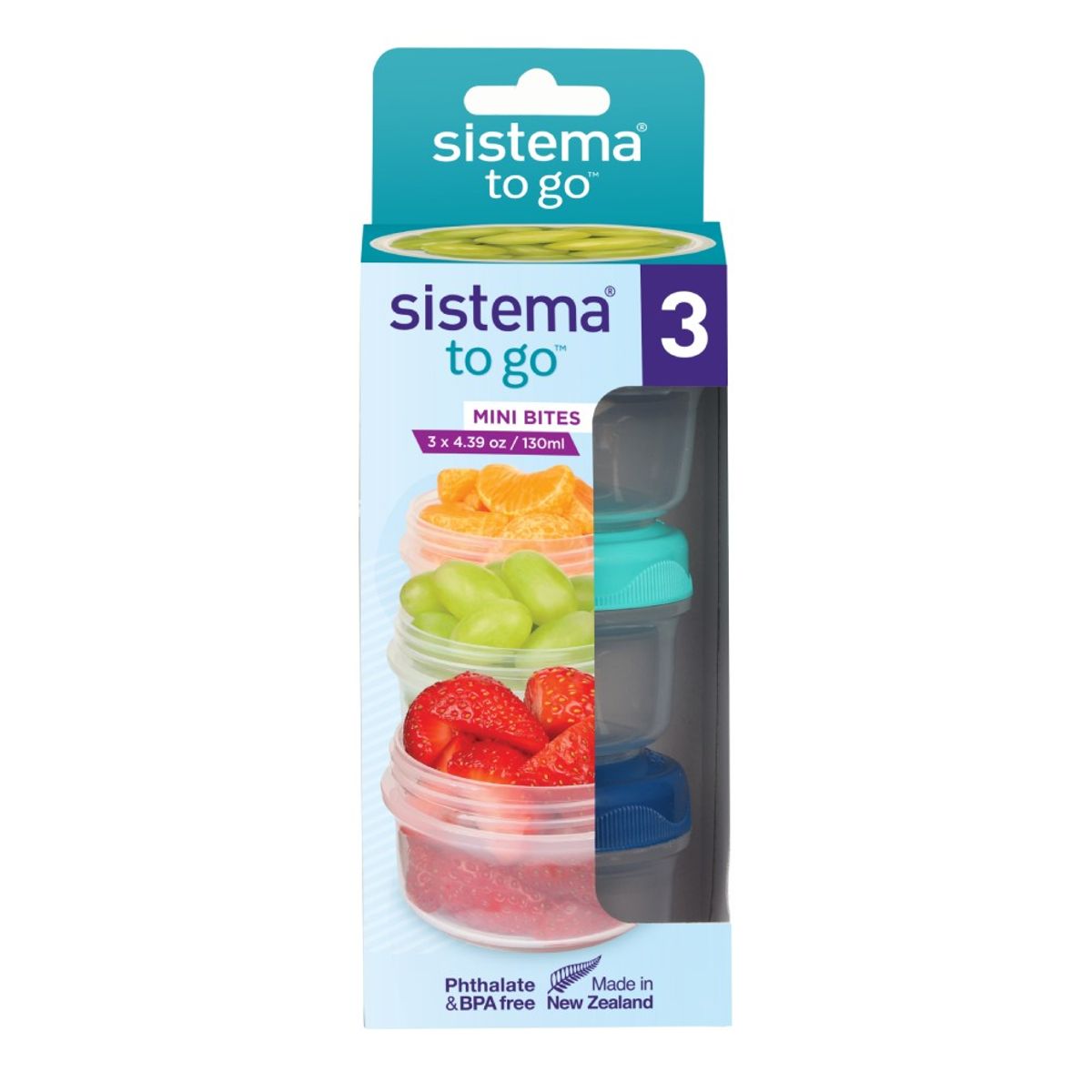 SISTEMA - Pack 3 contenedores herméticos 130 ml mini snacks Sistema® To Go
