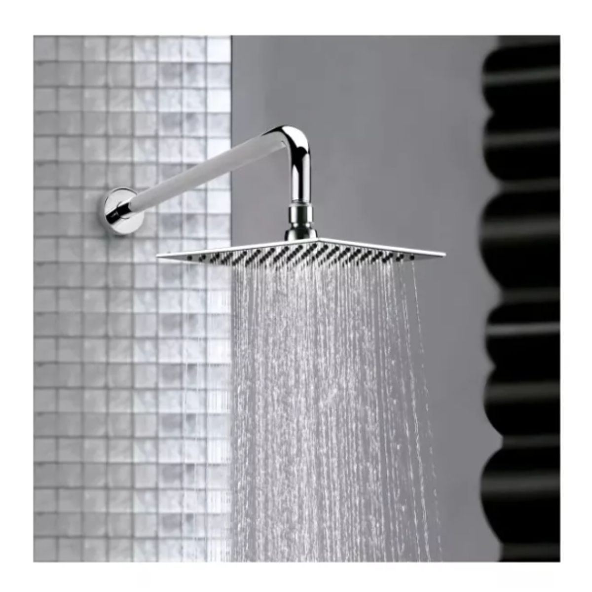 TAUMM - Kit De Plato-ducha Inox Cuadrado 25 Cms + Brazo 30cm