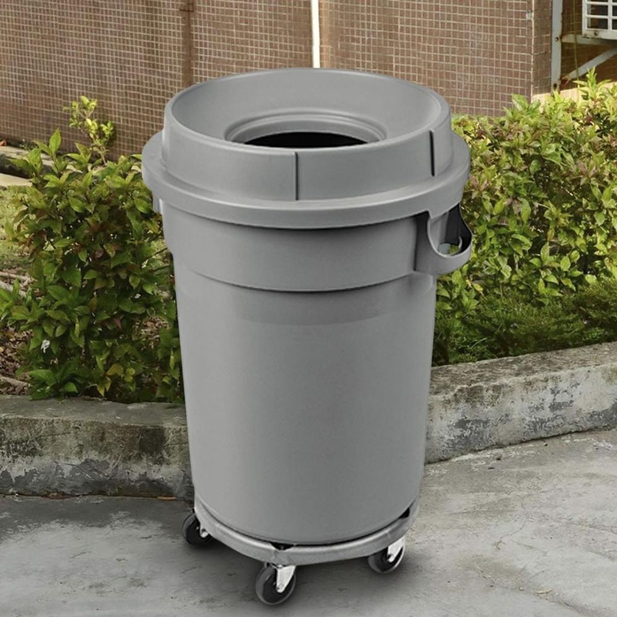 IMAHE - BASURERO PLAT/MOVIL RDO. 100 LT C/TAPA EMBUDO. MOD. AF385/GY IMAS