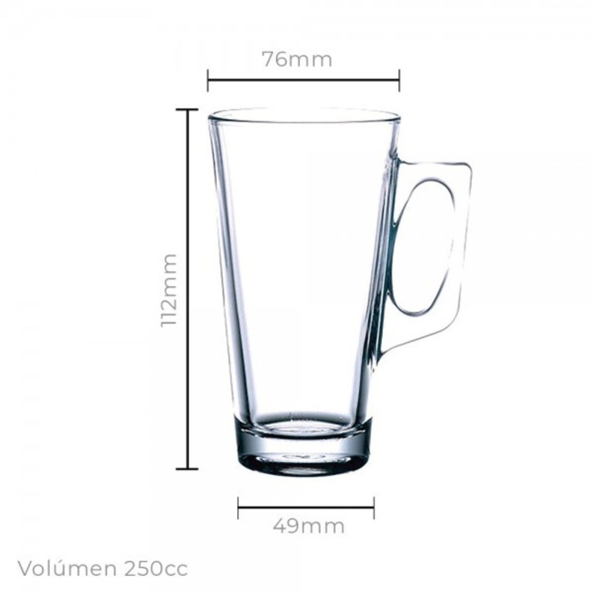 IMAHE - Set de 4 taza vidrio 250 cc.