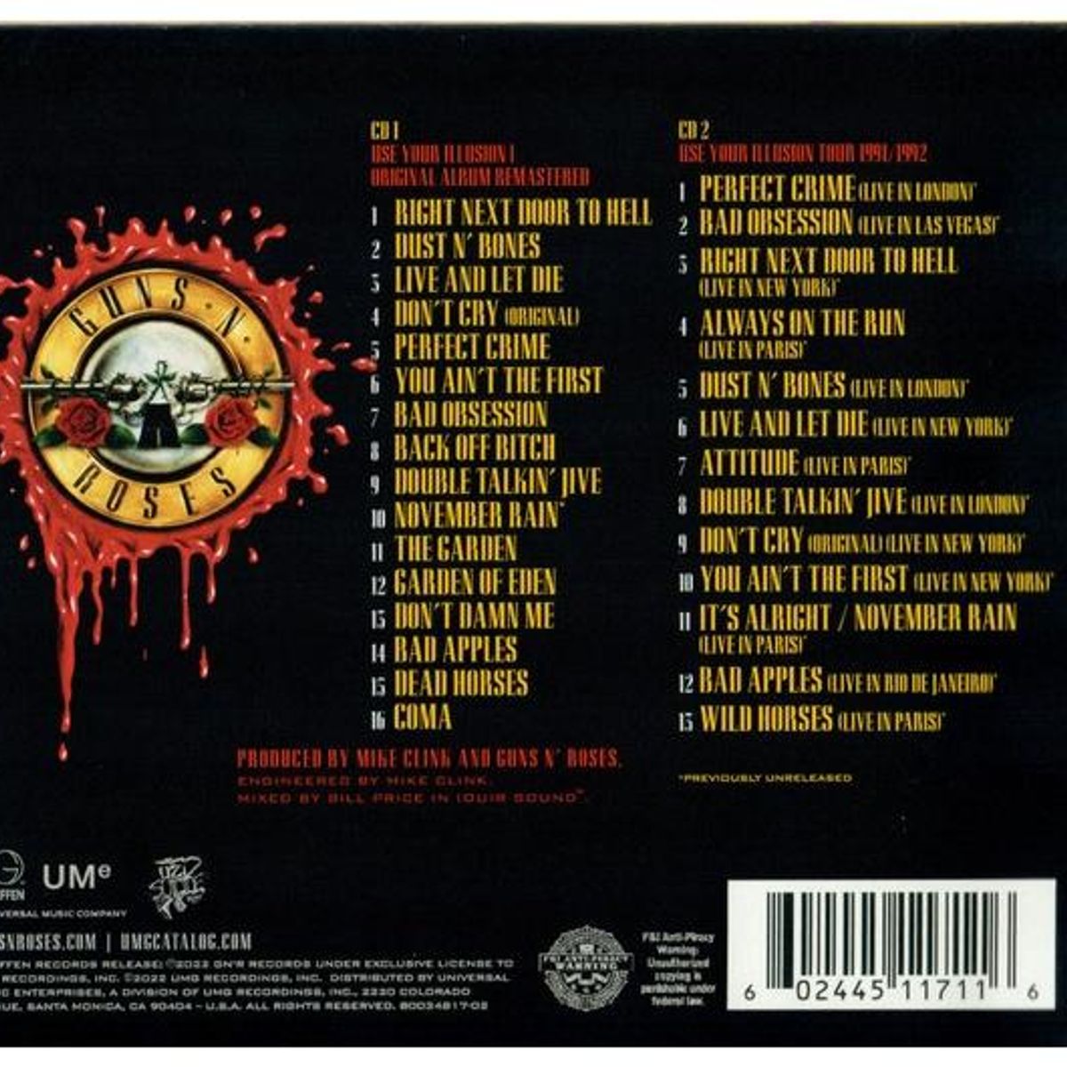 HITWAY MUSIC - GUNS N ROSES-USE YOUR ILLUSION I 2CDDIGIPACK-CD HITWAY