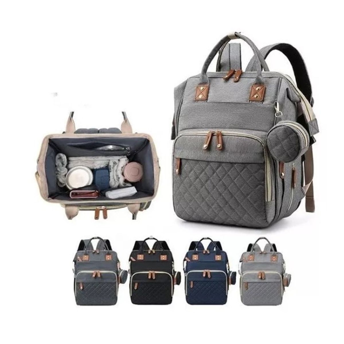 GENERICO - Mochila Maternal Pañalera Con Gran Capacidad Gris