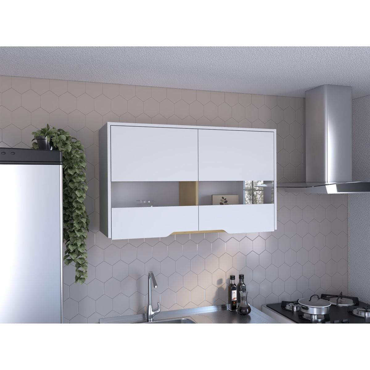 FMFURNITURE - Mueble Mural 2 Puertas - Blanco 113.5x63.1x36.1 cm