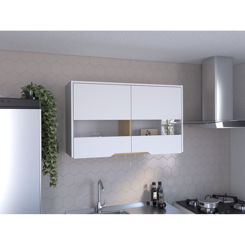 FMFURNITURE - Mueble Mural 100X60,9X34 Cm 2 Puertas Fm-007B Blanco