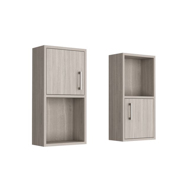 FMFURNITURE - Mueble Auxiliar Con 1 Puerta X2 Unidades - Café claro 60.1x30x16 cm