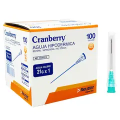 CRANBERRY - AGUJA HIPODERMICA 21G X 1 CAJA x 100