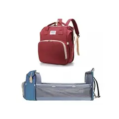 GENERICO - Mochila 3 En 1 Pañalera Cuna Y Mudador Portátil Para Bebés Burdeos