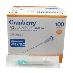 CRANBERRY - AGUJA HIPODERMICA 21G X 1 1/2 CAJA x 100