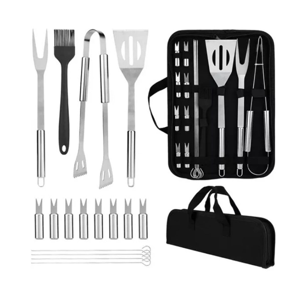 GENERICO - Set Parrillero Asado 16 Pcs Kit Accesorios Parrilla Barbacoa