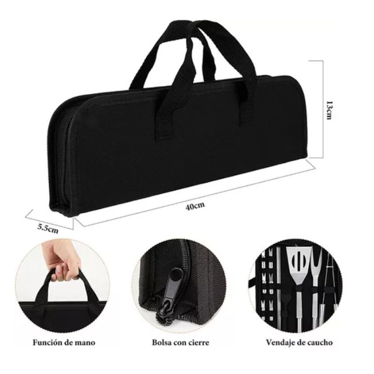 GENERICO - Set Parrillero Asado 16 Pcs Kit Accesorios Parrilla Barbacoa