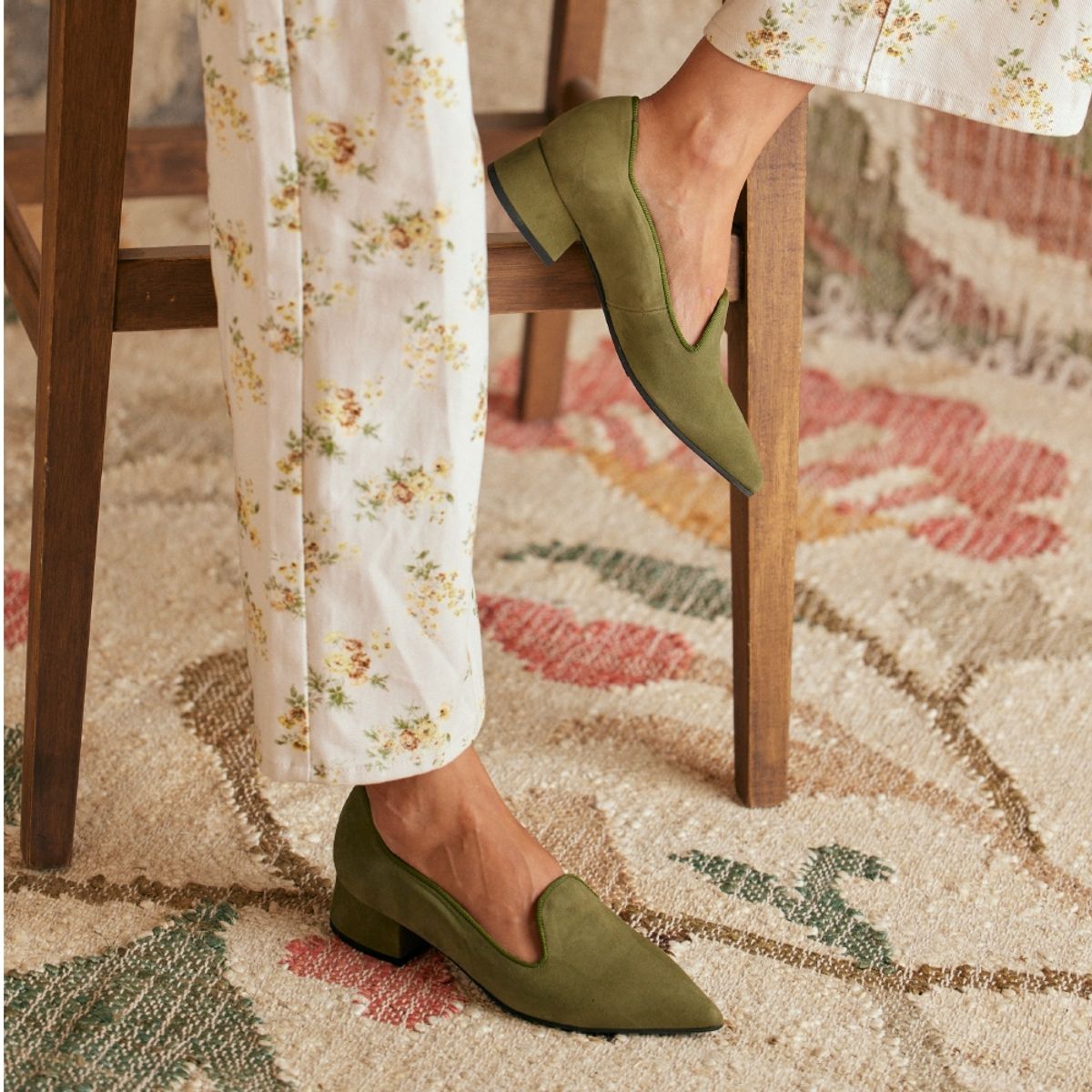 URCO - Zapato Con Taco Mujer Kahlo Kaki Urco