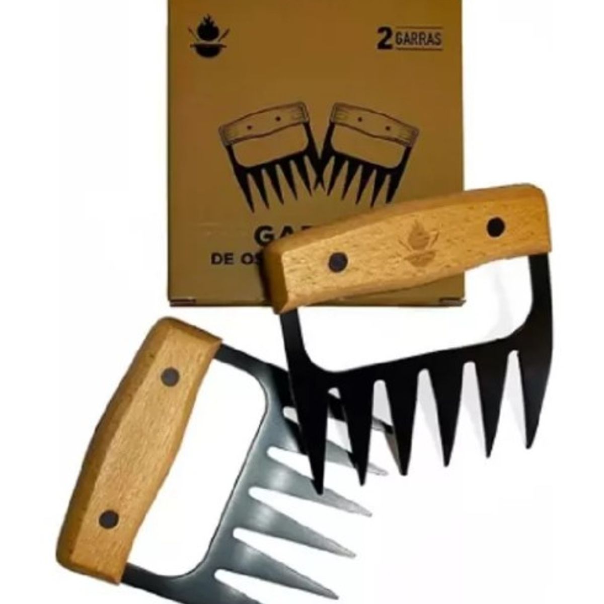 GENERICO - Pack Set Asado Parrilla 10 Uds + 2 Garras Inox