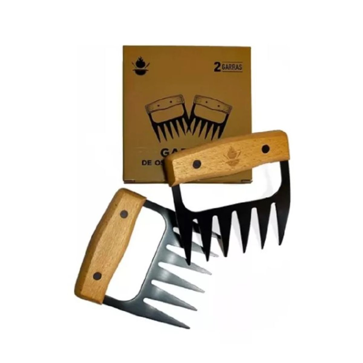 GENERICO - Pack Set Asado Parrilla 10 Uds + 2 Garras Inox