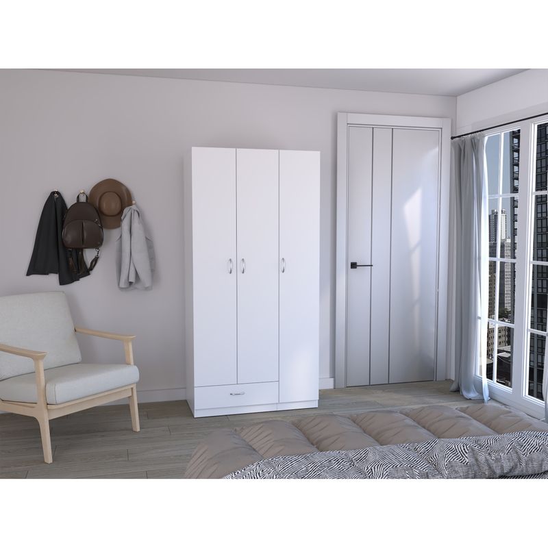 FMFURNITURE - Closet 3 Puertas 1 Cajón Fm-009B - Blanco