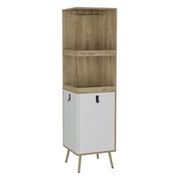 Bar Esquinero 6 Botelleros Y 2 Puertas Fm-012C Café Claro Y Blanco