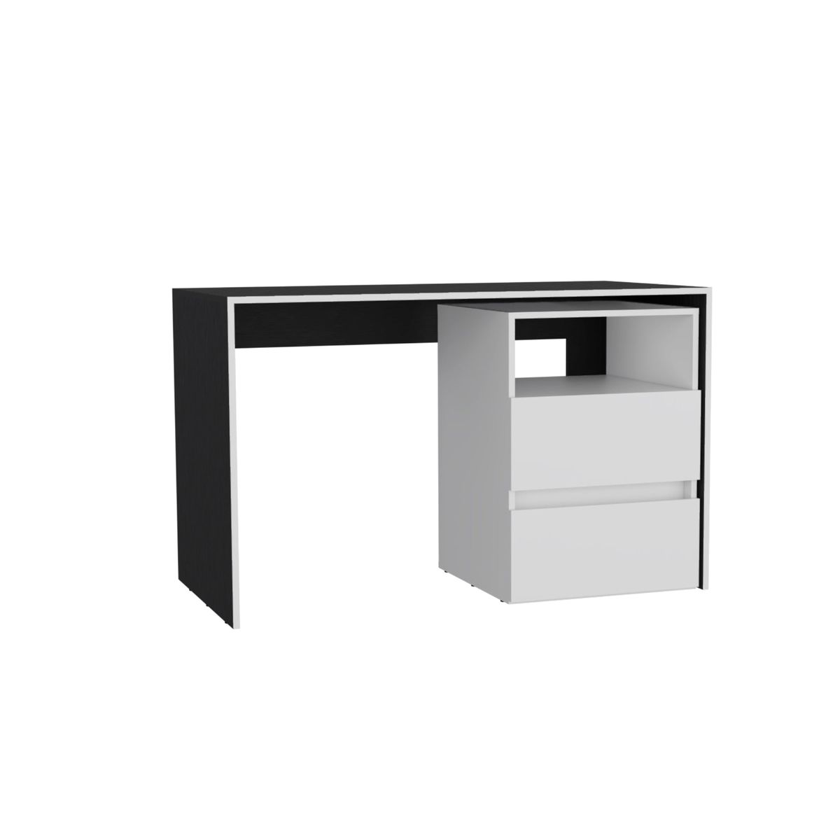 FMFURNITURE - Escritorio 2 Cajones - Blanco y Negro 75x120x60 cm…
