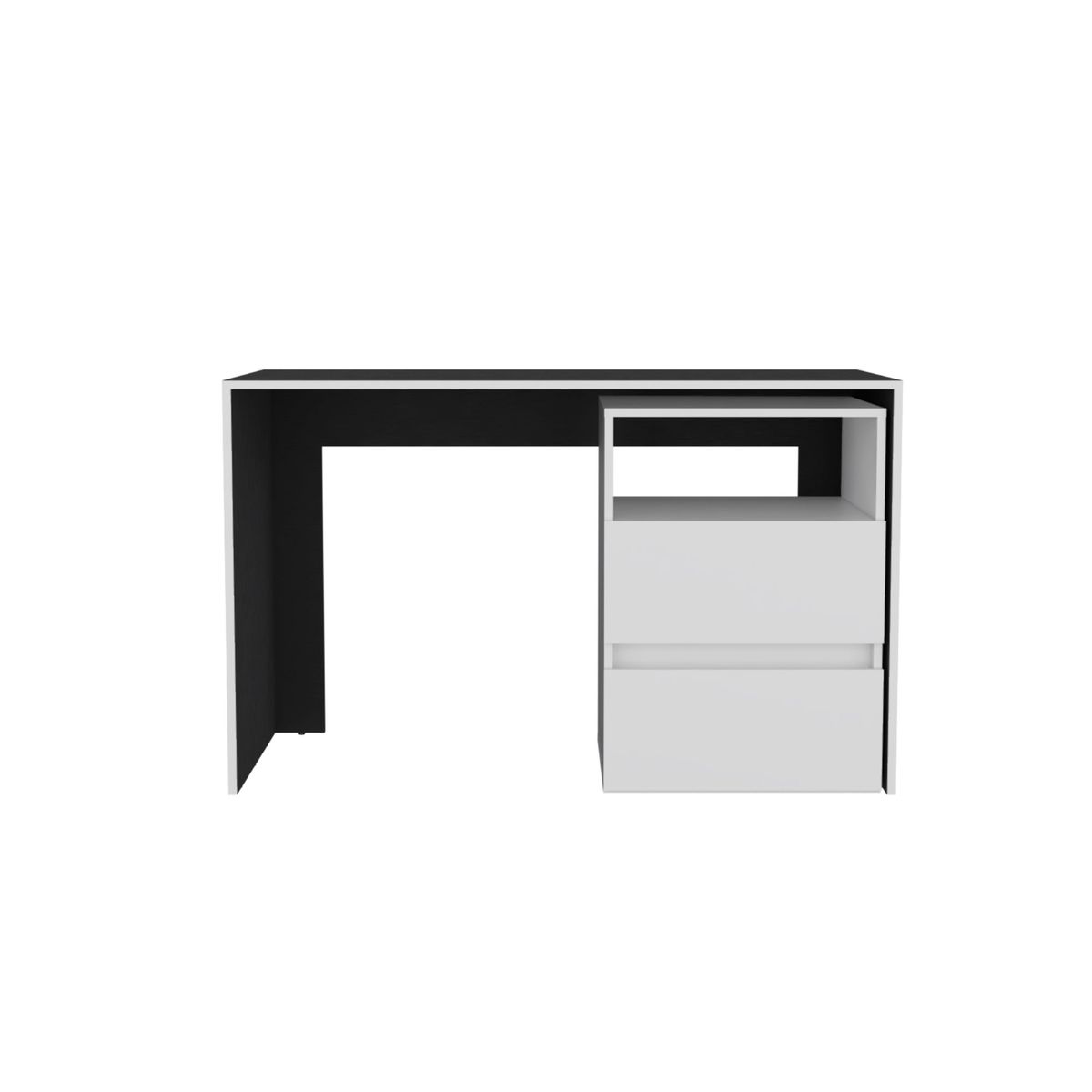 FMFURNITURE - Escritorio 2 Cajones - Blanco y Negro 75x120x60 cm…