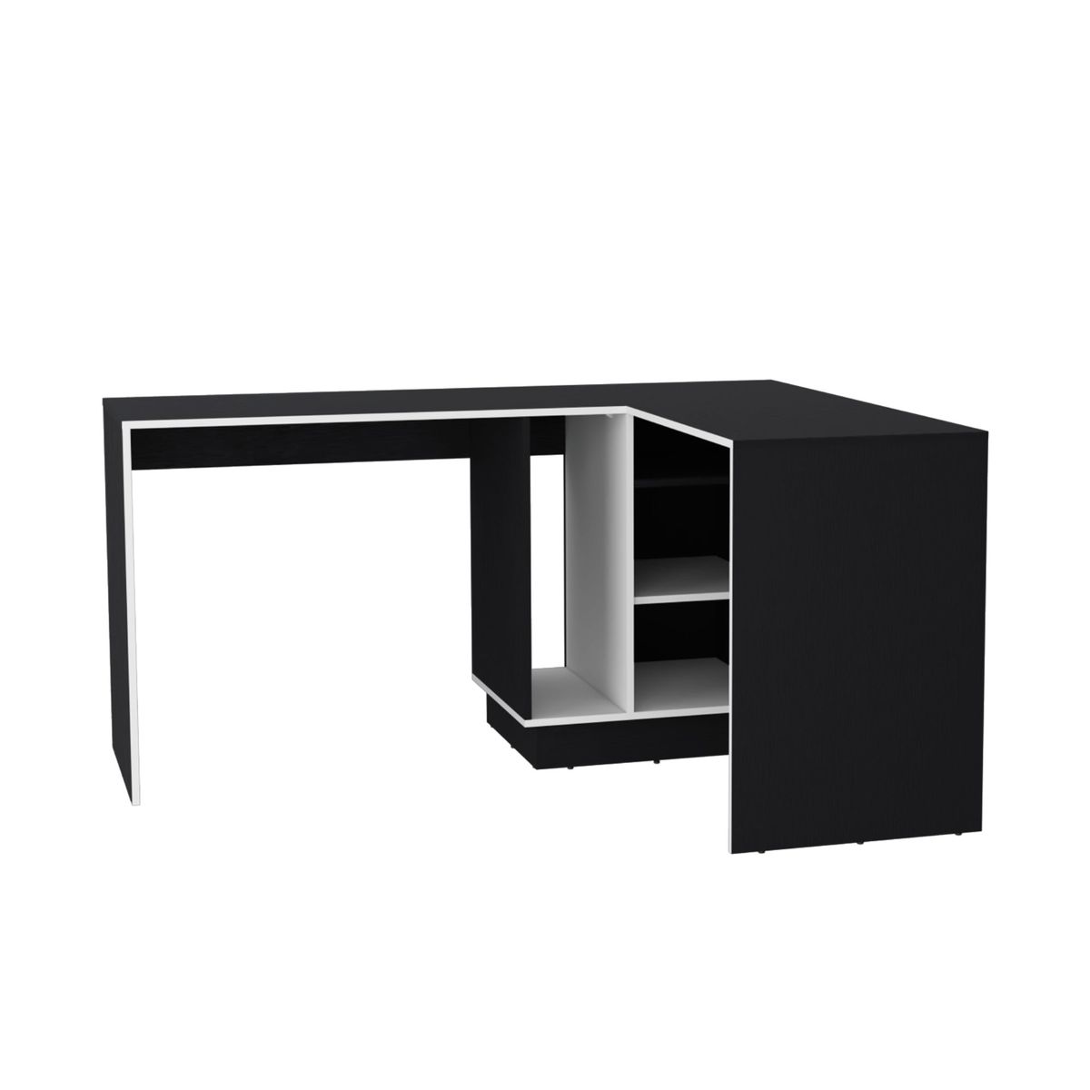 FMFURNITURE - Escritorio en L - Blanco 76.5x116.5x151.6 cm