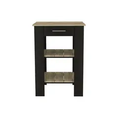 FMFURNITURE - Isla De Cocina 1 Cajon Negro 93.4x65x50.8 cm