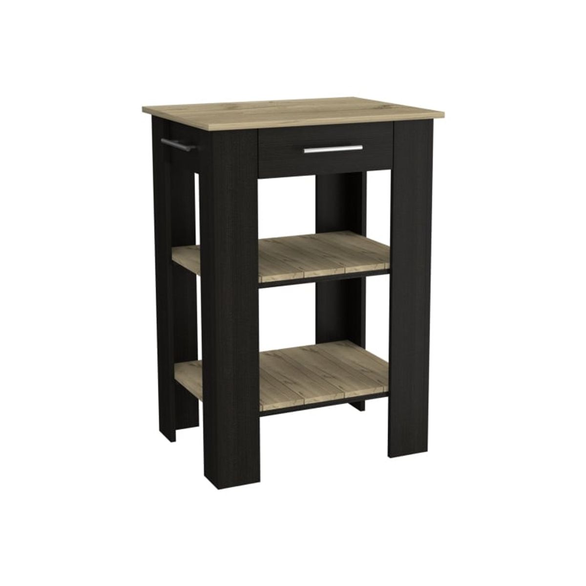 FMFURNITURE - Isla De Cocina 1 Cajon Negro 93.4x65x50.8 cm…