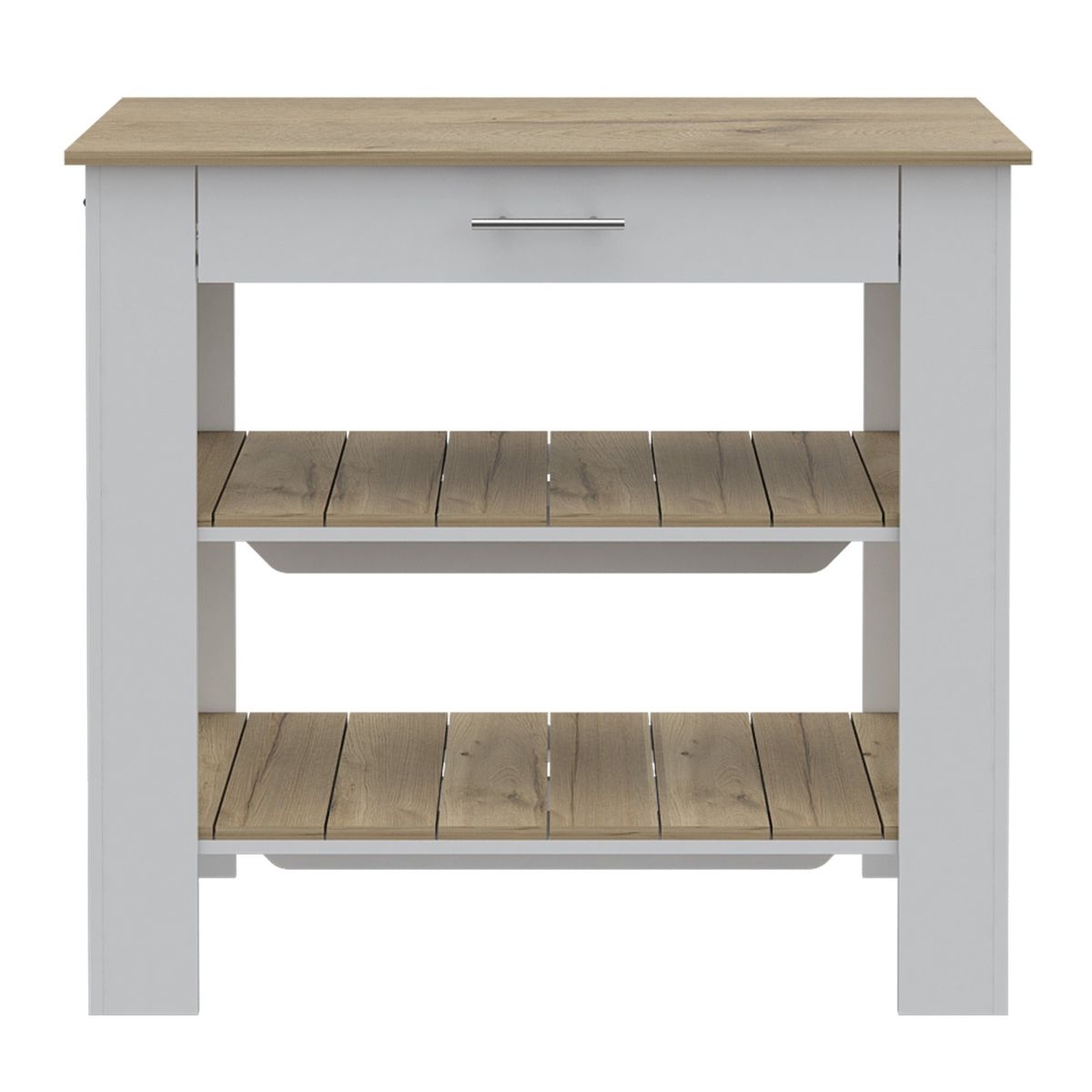 FMFURNITURE - Isla De Cocina 2 Repisas 1 Cajón - Blanco 93.4x101.7x50.8 cm…